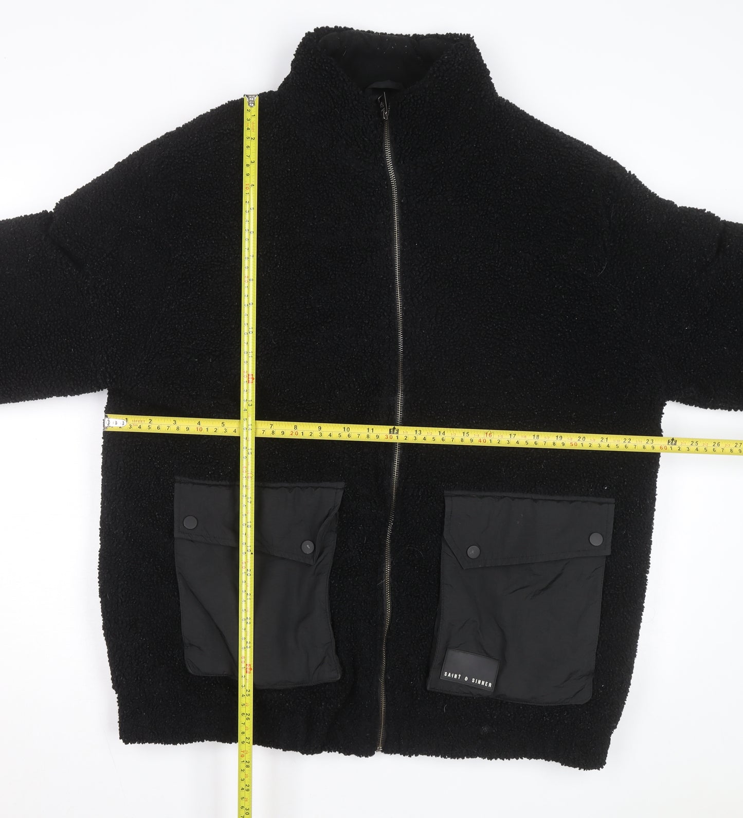 Saint + Sinner Men's Black Fleece Full Zip Jacket Size L