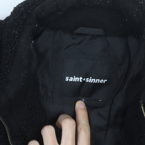 Saint + Sinner Men's Black Fleece Full Zip Jacket Size L