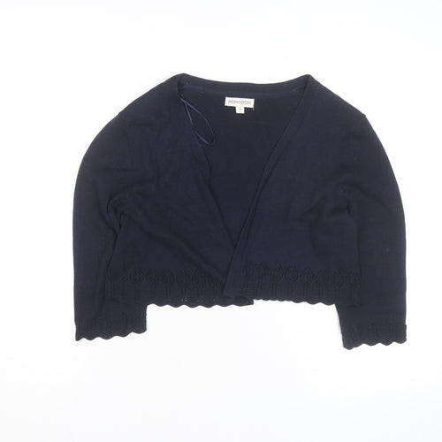Monsoon Women’s Blue V-Neck 3/4 Sleeve Cotton Knit Cardigan M