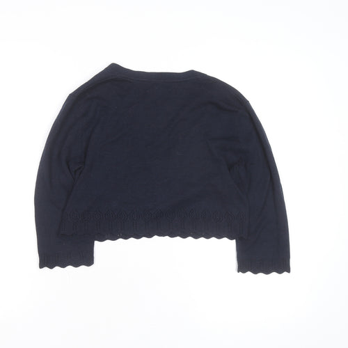Monsoon Women’s Blue V-Neck 3/4 Sleeve Cotton Knit Cardigan M