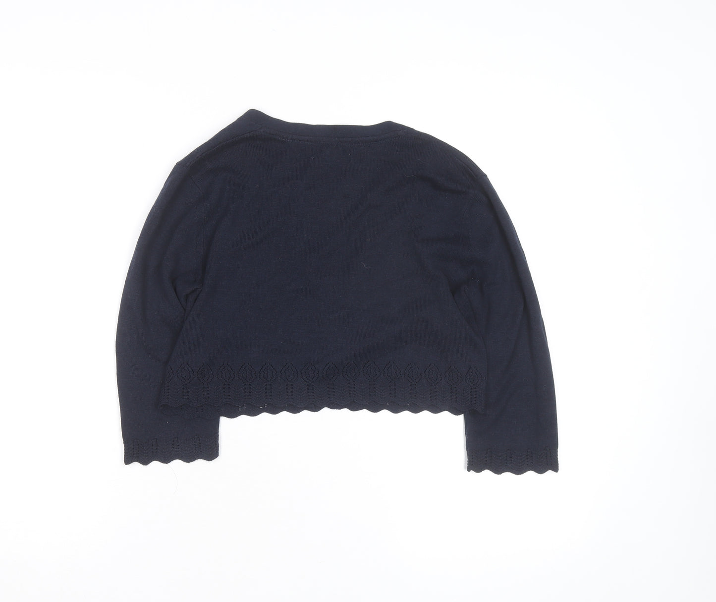 Monsoon Women’s Blue V-Neck 3/4 Sleeve Cotton Knit Cardigan M
