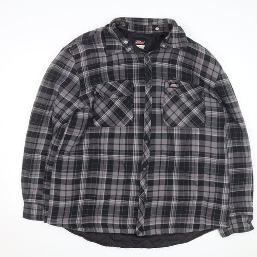 Dickies Men's Grey Check Quilted Flannel Jacket L Regular Fit