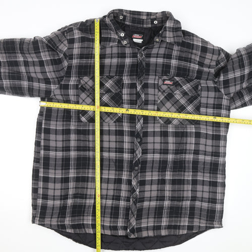 Dickies Men's Grey Check Quilted Flannel Jacket L Regular Fit