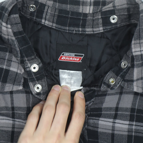 Dickies Men's Grey Check Quilted Flannel Jacket L Regular Fit