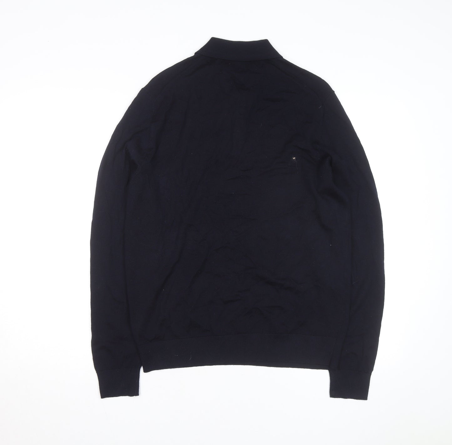 Marks and Spencer Autograph Men's Black Merino Wool Long Sleeve Collared Polo M