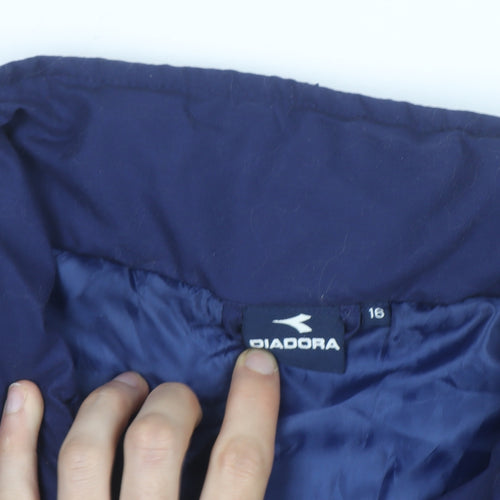 Diadora Women's Blue Puffer Jacket Size 16 Winter Casual