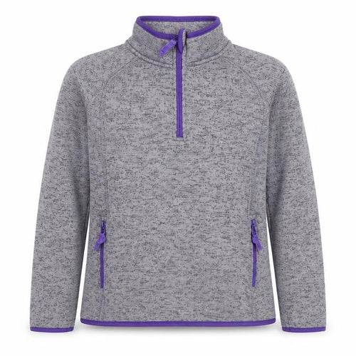 Crane Women's Grey Purple 1/4 Zip Fleece Sweatshirt Size 12-14