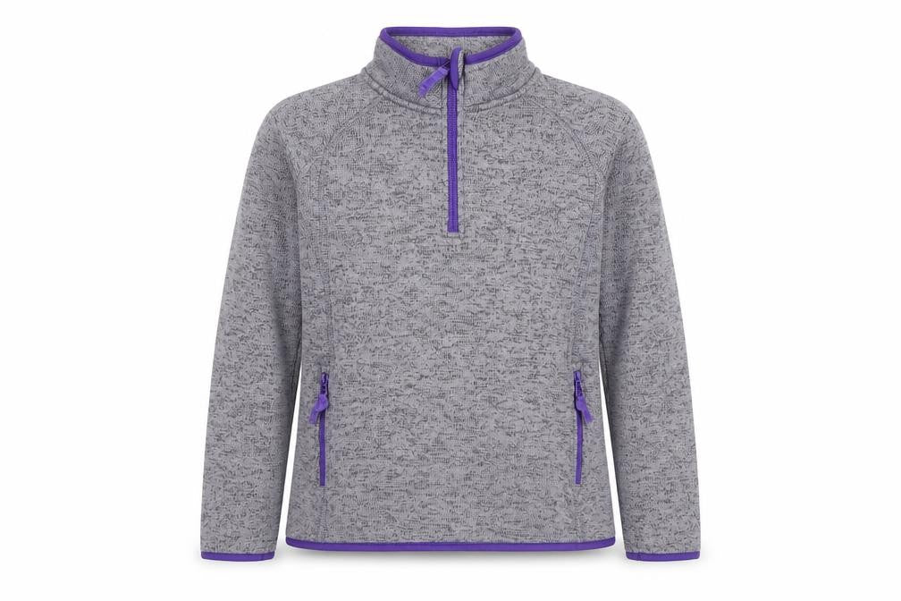 Crane Women's Grey Purple 1/4 Zip Fleece Sweatshirt Size 12-14
