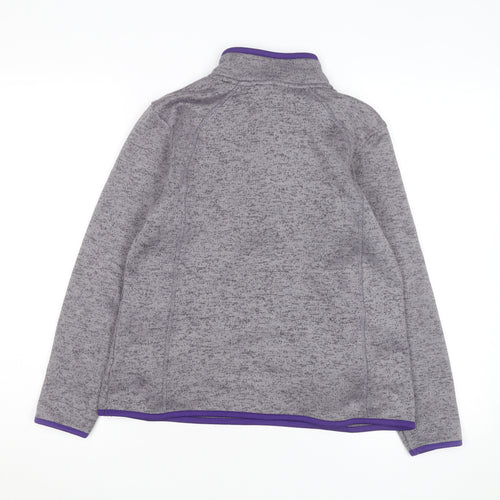 Crane Women's Grey Purple 1/4 Zip Fleece Sweatshirt Size 12-14