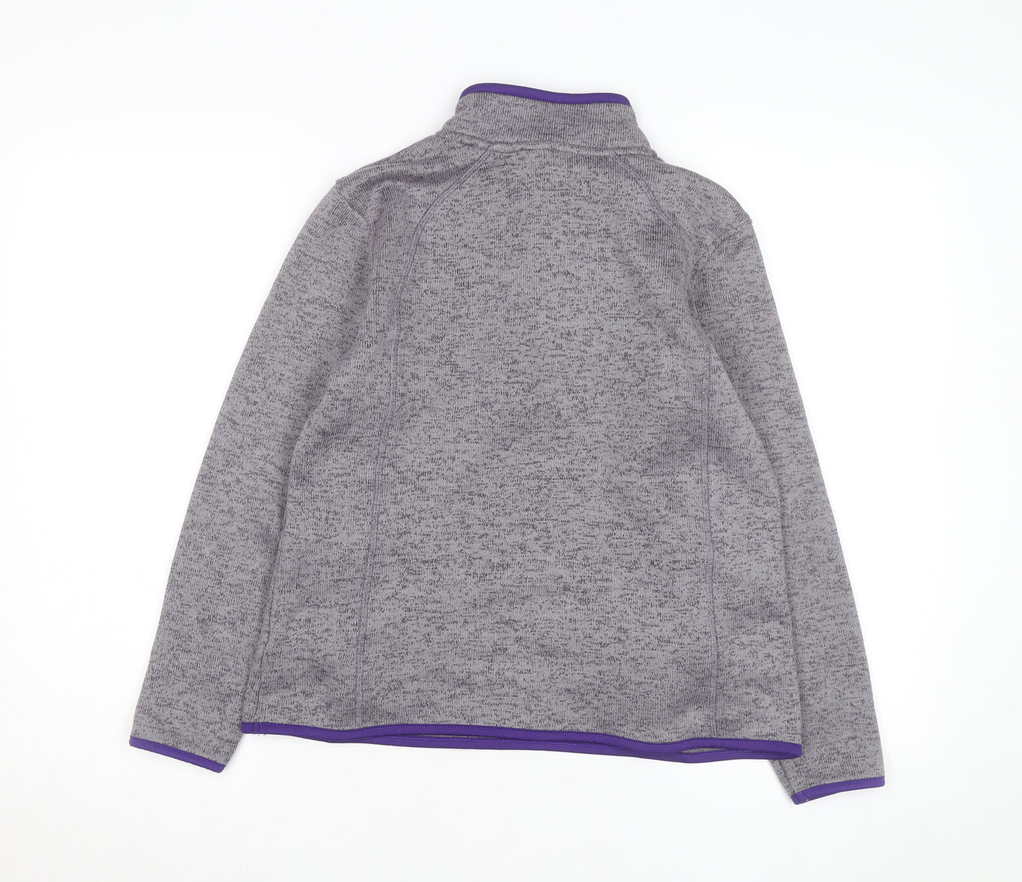 Crane Women's Grey Purple 1/4 Zip Fleece Sweatshirt Size 12-14