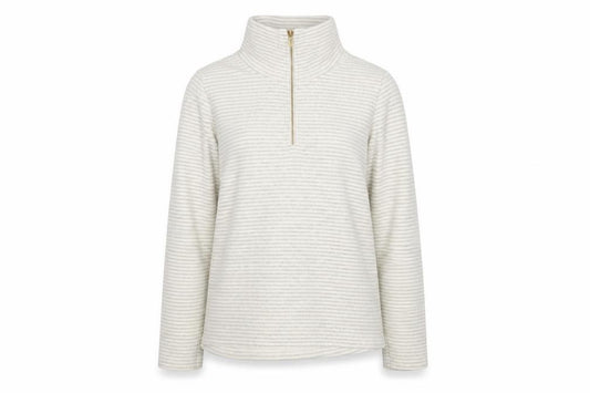 Front view of Regatta women’s ivory striped fleece 1/2 zip sweatshirt, size UK 14