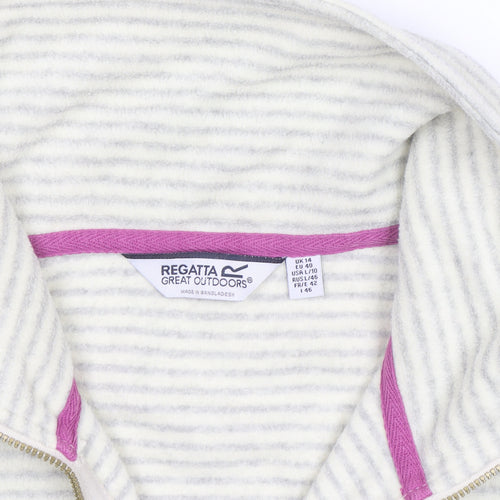 Regatta Womens Ivory Striped Fleece 1/2 Zip Sweatshirt Size 14
