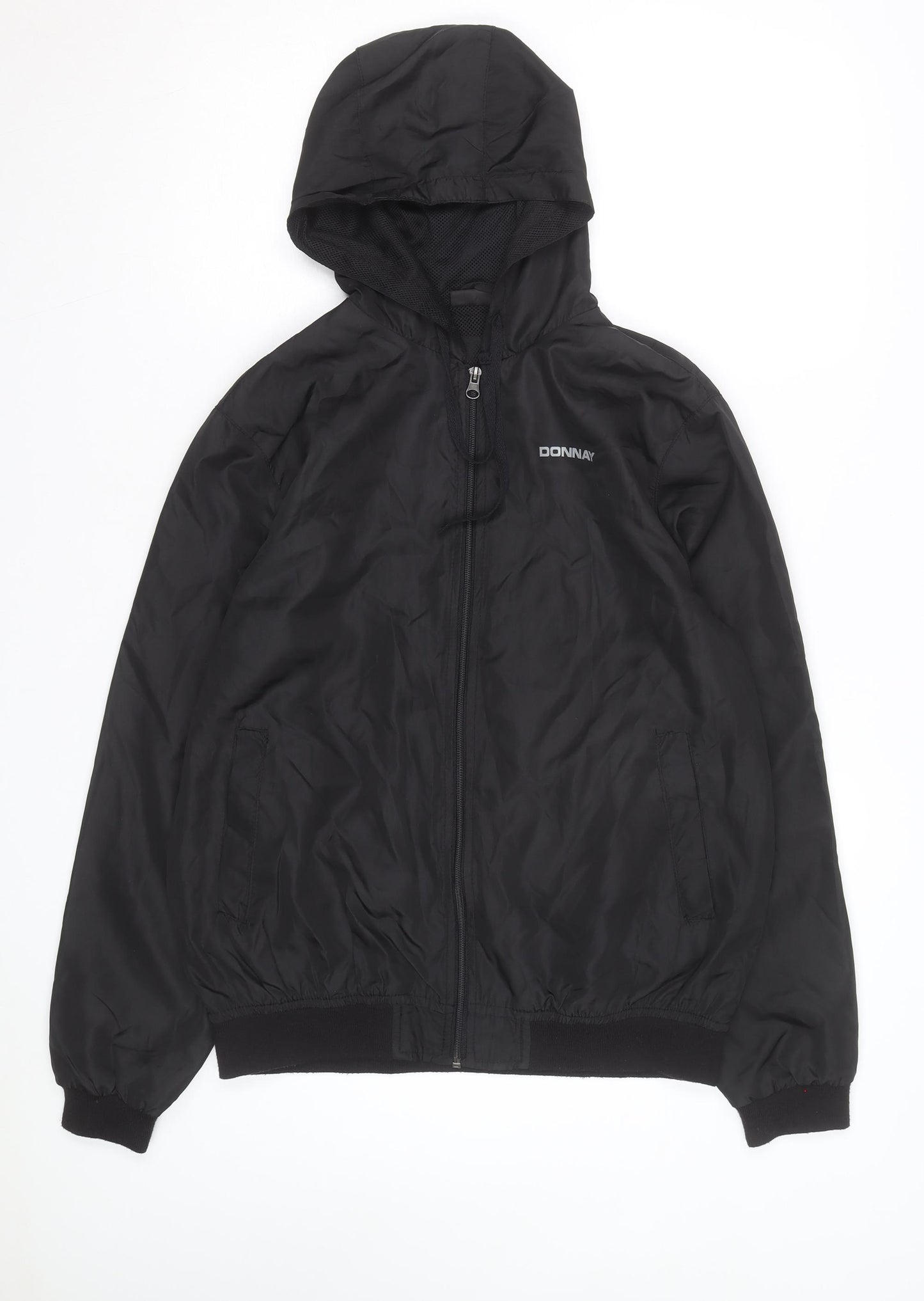 Donnay Men’s Black Hooded Windbreaker Jacket Size S