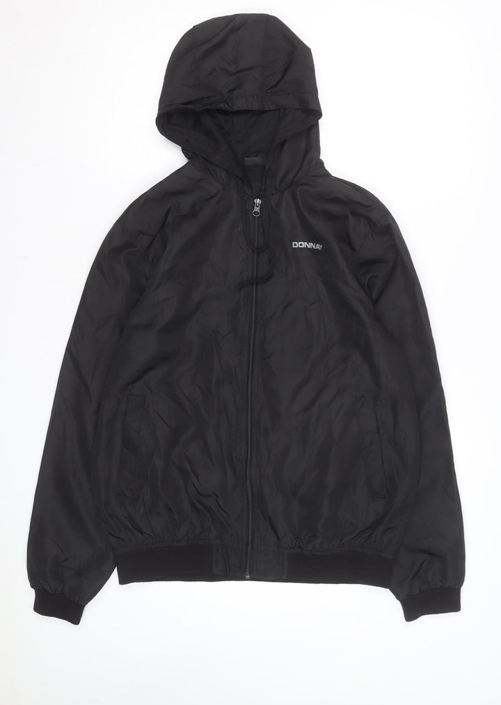 Donnay Men’s Black Hooded Windbreaker Jacket Size S