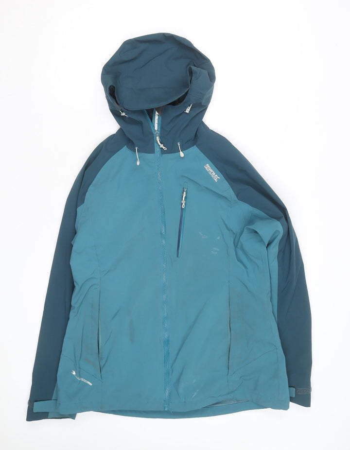Regatta Women Blue Waterproof Hooded Rain Jacket Size 14