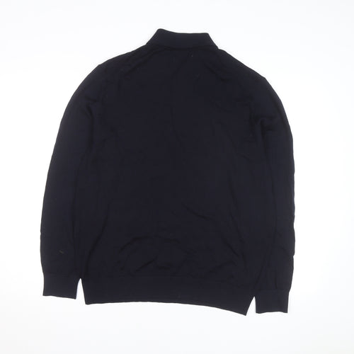 Marks and Spencer Autograph Men's Black Merino Wool Long Sleeve Polo L