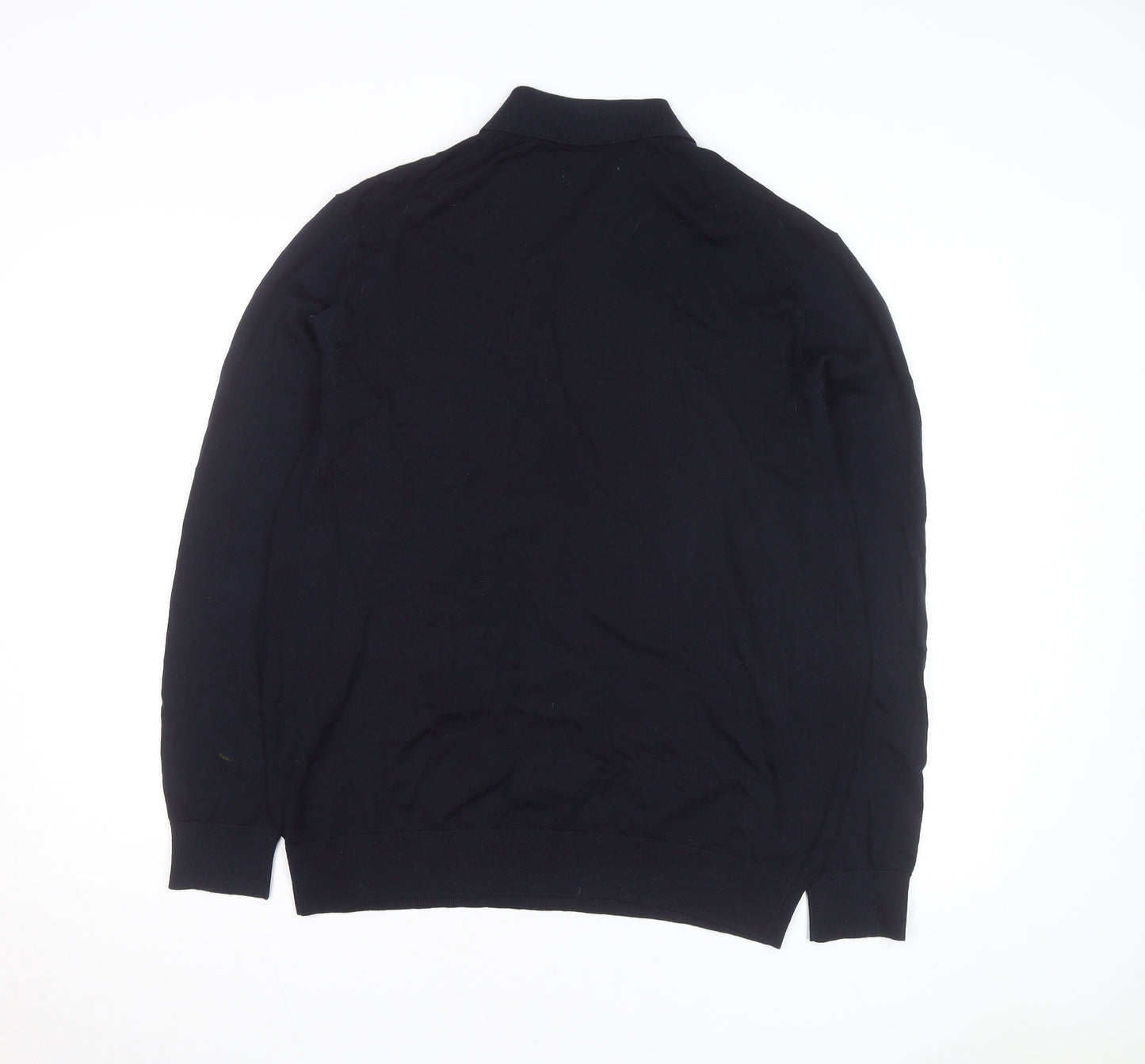 Marks and Spencer Autograph Men's Black Merino Wool Long Sleeve Polo L