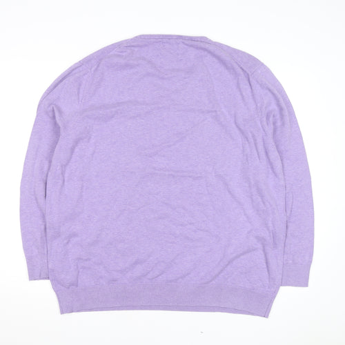 Jeff Banks Men's Purple 3XL V-Neck Cotton Jumper Classic Knitwear