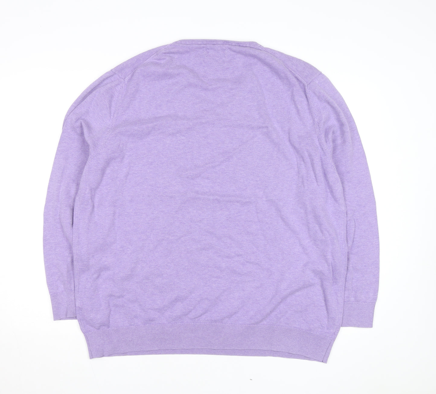 Jeff Banks Men's Purple 3XL V-Neck Cotton Jumper Classic Knitwear
