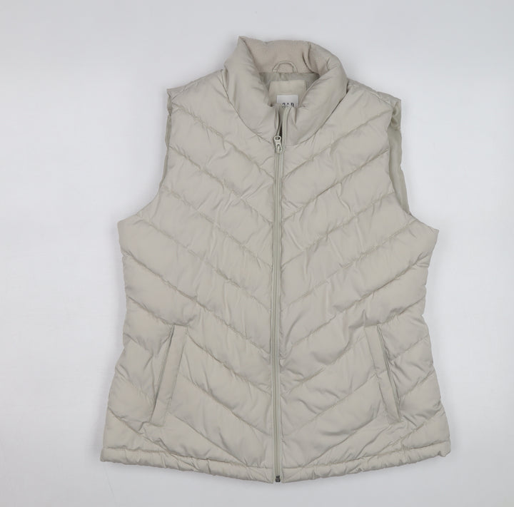 GAP Men Beige Puffer Waistcoat L Quilted Sleeveless Jacket