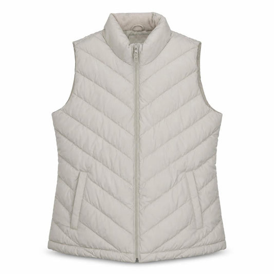 Front view of Gap Men Beige Puffer Waistcoat L Quilted Sleeveless Jacket