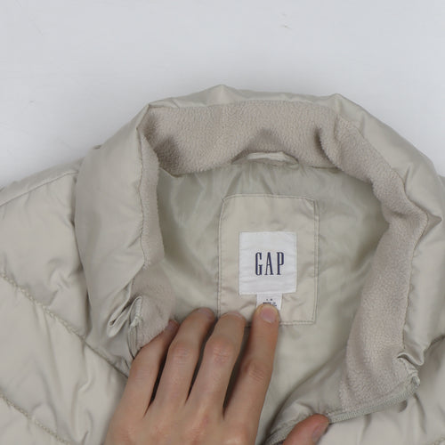 GAP Men Beige Puffer Waistcoat L Quilted Sleeveless Jacket