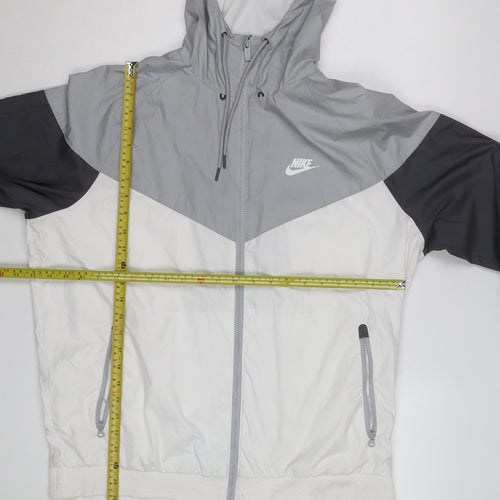 Nike Men's Grey Colourblock Full Zip Hooded Windbreaker Jacket Size L