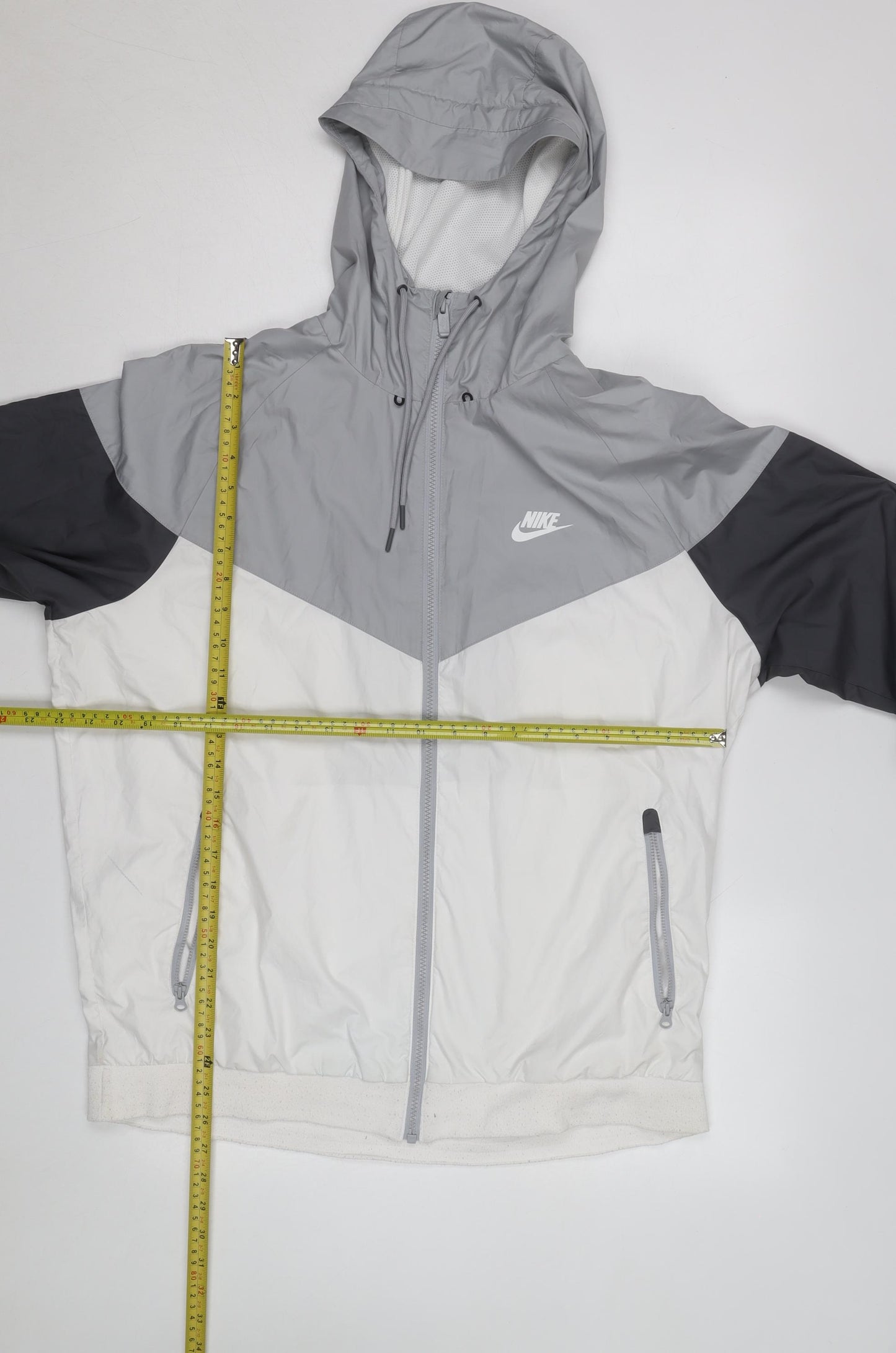 Nike Men's Grey Colourblock Full Zip Hooded Windbreaker Jacket Size L