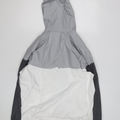 Nike Men's Grey Colourblock Full Zip Hooded Windbreaker Jacket Size L