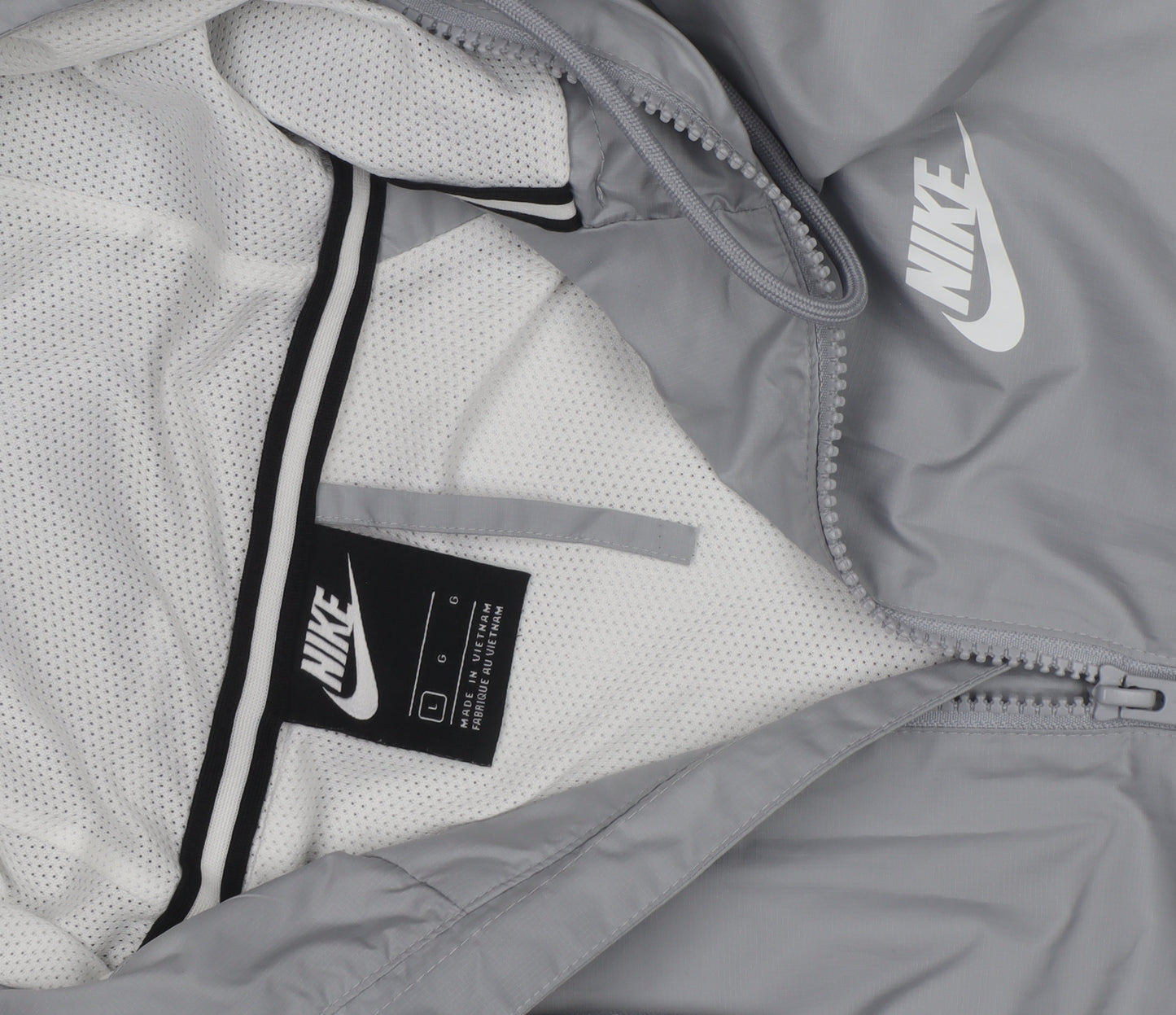 Nike Men's Grey Colourblock Full Zip Hooded Windbreaker Jacket Size L