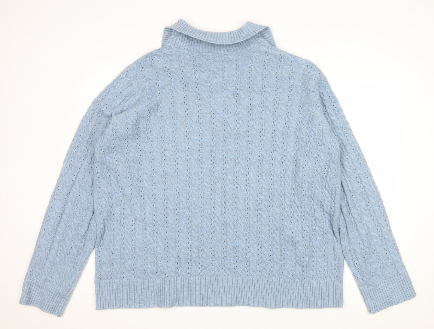 LTS Womens Blue Cable Knit Collared Pullover Jumper Size 22-24