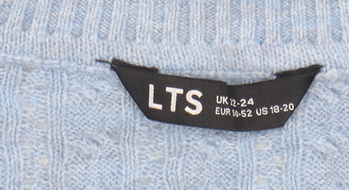 LTS Womens Blue Cable Knit Collared Pullover Jumper Size 22-24