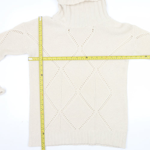 Gharani Strok Women’s Ivory Roll Neck Wool Cashmere Knit Jumper Size 16