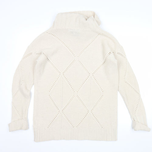 Gharani Strok Women’s Ivory Roll Neck Wool Cashmere Knit Jumper Size 16