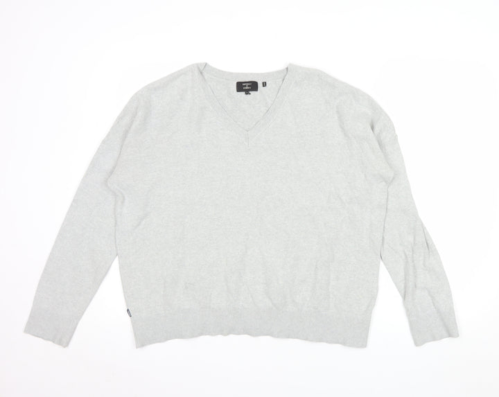 Superdry Womens Grey V-Neck Relaxed Cotton Jumper Size 14