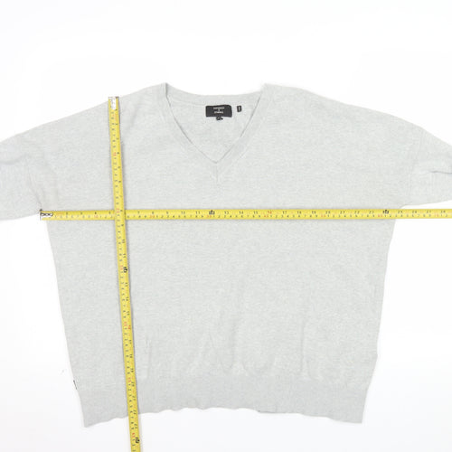 Superdry Womens Grey V-Neck Relaxed Cotton Jumper Size 14