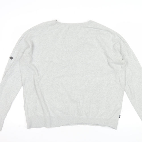 Superdry Womens Grey V-Neck Relaxed Cotton Jumper Size 14