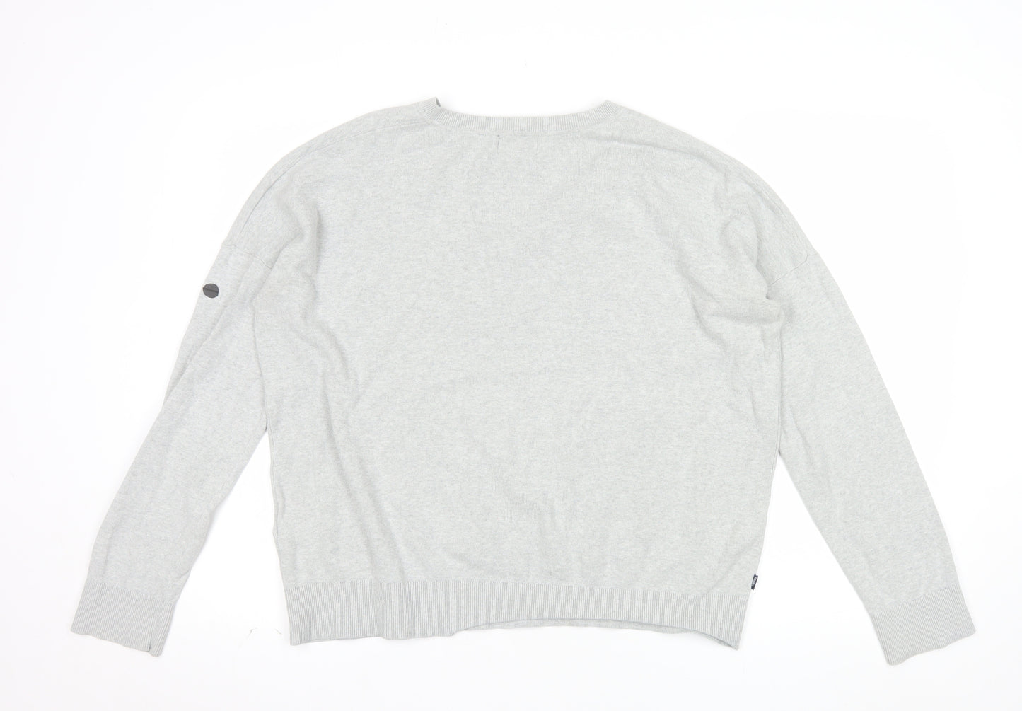 Superdry Womens Grey V-Neck Relaxed Cotton Jumper Size 14