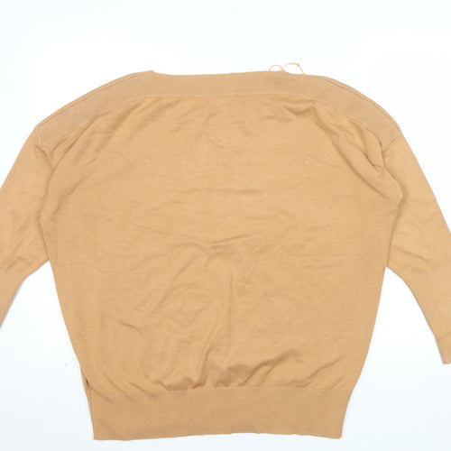 Monsoon Women’s Beige Button Shoulder Crew Neck Pullover Jumper Size L