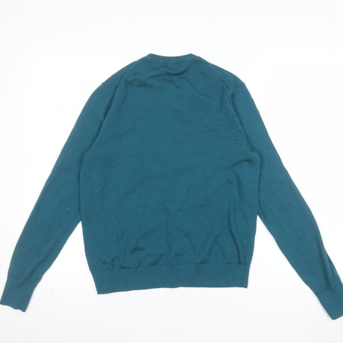 Uniqlo Women's Green Lambswool Cardigan M Crew Neck