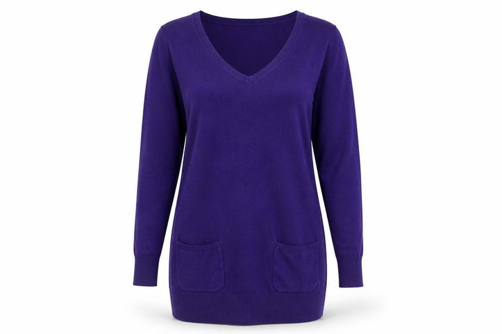 Marks & Spencer Women's Bright Purple V-Neck Long Sleeve Tunic Jumper Size 12