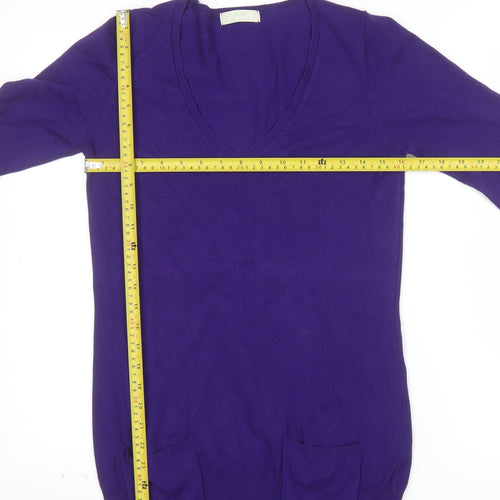 Marks and Spencer Women's Bright Purple V-Neck Long Sleeve Tunic Jumper Size 12