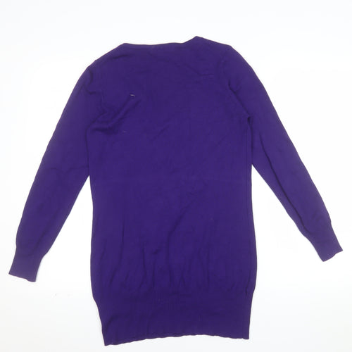 Marks and Spencer Women's Bright Purple V-Neck Long Sleeve Tunic Jumper Size 12