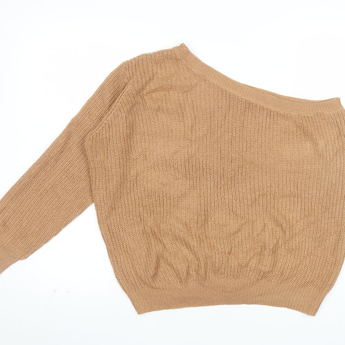 Nasty Gal Women’s Beige Asymmetrical Knit Jumper Size S