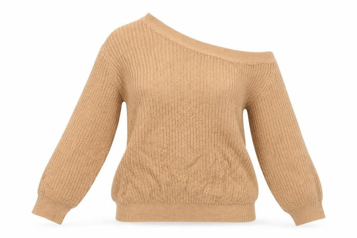 Nasty Gal Women’s Beige Asymmetrical Knit Jumper Size S