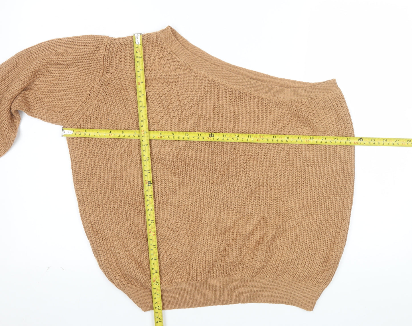 Nasty Gal Women’s Beige Asymmetrical Knit Jumper Size S
