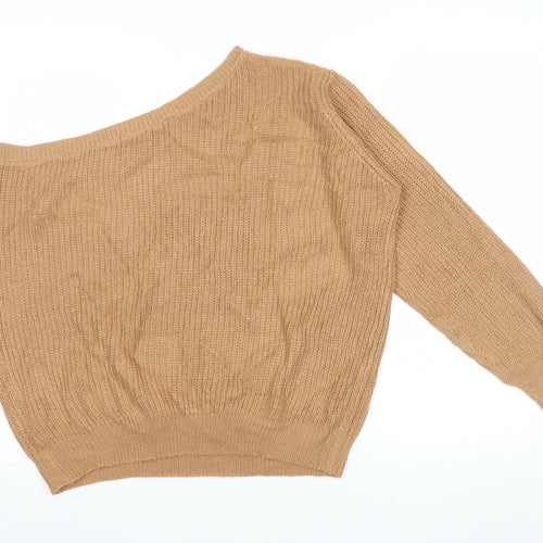 Nasty Gal Women’s Beige Asymmetrical Knit Jumper Size S