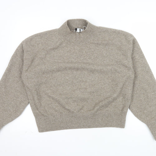 & Other Stories Women Beige Mock Neck Wool Blend Pullover Jumper Size 12