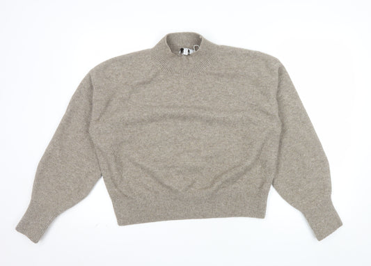& Other Stories Women Beige Mock Neck Wool Blend Pullover Jumper Size 12