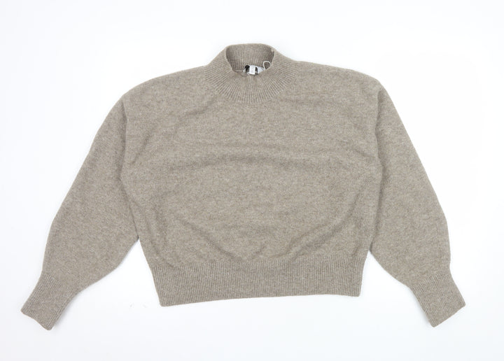 & Other Stories Women Beige Mock Neck Wool Blend Pullover Jumper Size 12